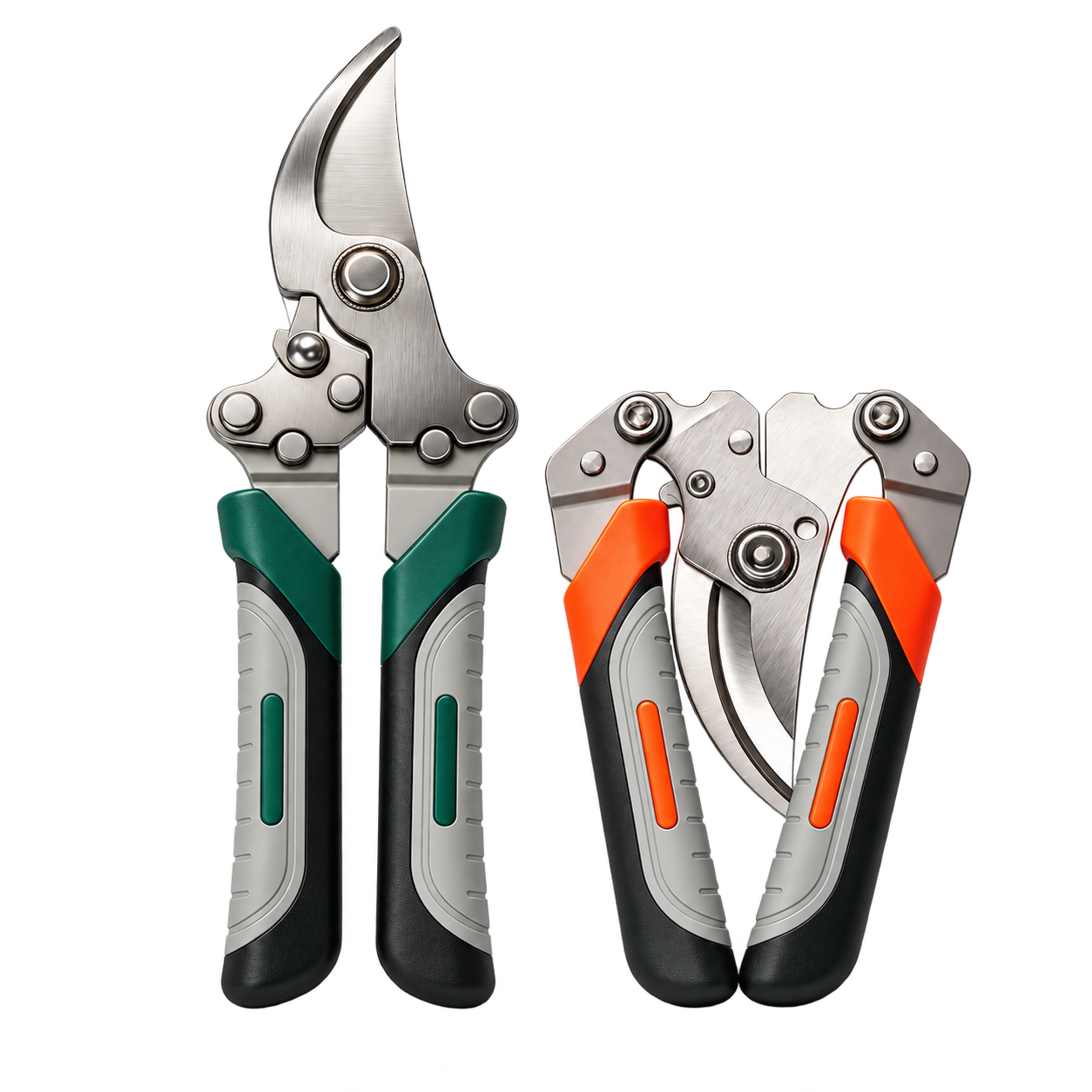 Two garden pruning tools with clean product cutouts