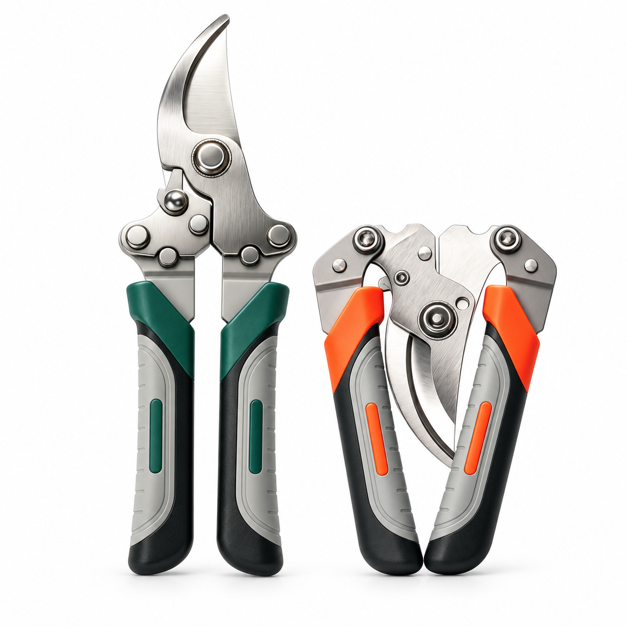 Curved-handle pruning shears